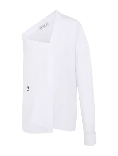 Shop Dior Asymmetric Shirt In White