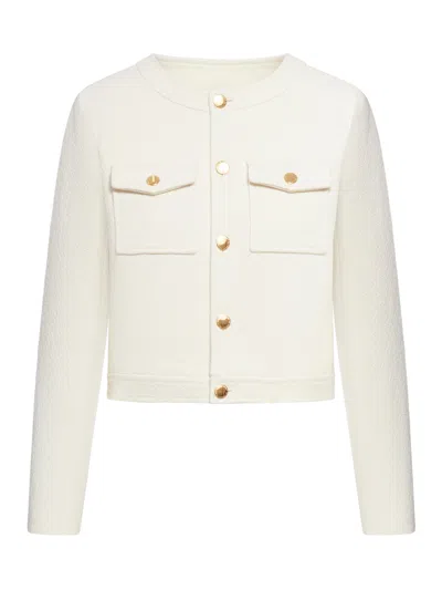 Shop Celine Feminine Jacket In Textured Cotton In Nude & Neutrals