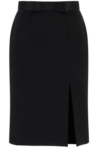 Shop Dolce & Gabbana "knee-length Skirt With Satin In Nero