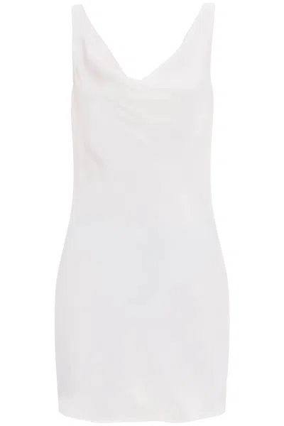 Shop Norma Kamali Atomaria's Mini Crepe Satin Dress In Bianco