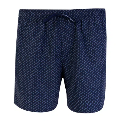 Shop Armani Exchange Blue Micro Print Swim Shorts