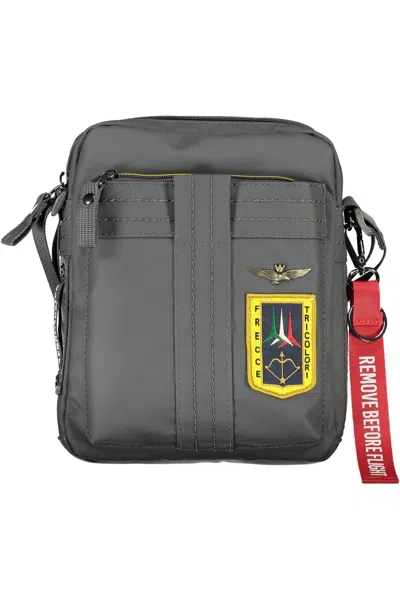 Shop Aeronautica Militare Gray Nylon Shoulder Bag