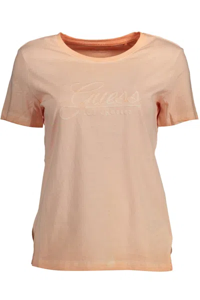 Shop Guess Jeans Pink Cotton Tops & T-shirt