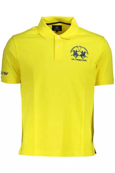 Shop La Martina Yellow Cotton Polo Shirt