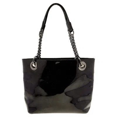 Shop Dkny Pvc Chain Handle Tote In Black