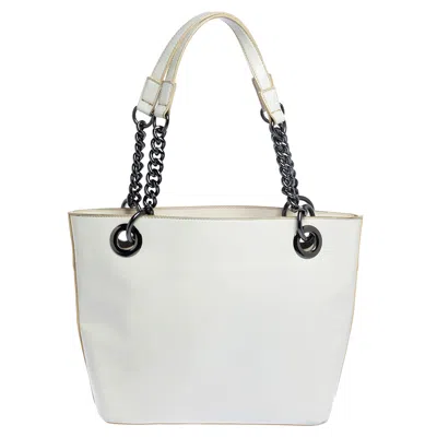Shop Dkny Patent Leather Chain Tote In White