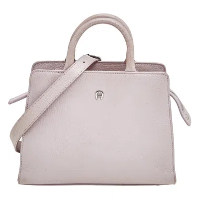 Shop Aigner Lilac Leather Tote In Pink
