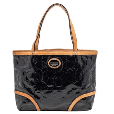 Shop Coach Patent Leather Peyton Tote In Black
