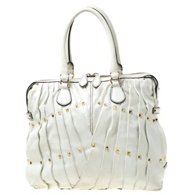 Shop Valentino Offleather Maison Pintucked Shopper Tote In White