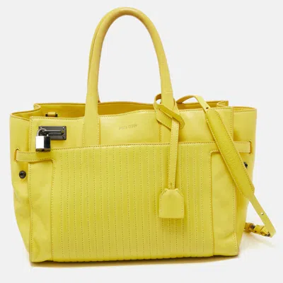 Shop Zadig & Voltaire Leather Medium Candide Tote In Yellow