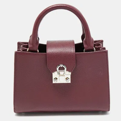 Shop Aigner Burgundy Leather Mina Tote In White