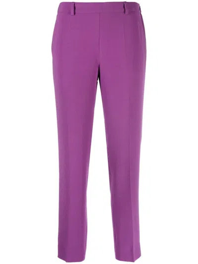 Shop Alberto Biani Straight Leg Cady Trousers In Purple