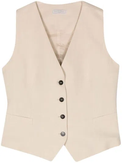 Shop Antonelli Vest With Pockets In Ivory