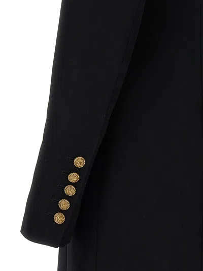 Shop Balmain Gold Button Dress In White/black