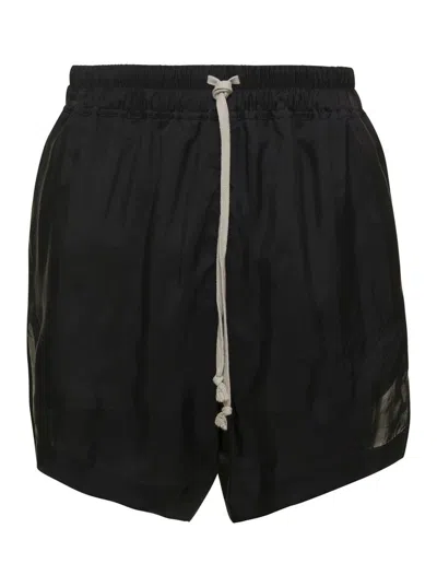 Shop Rick Owens Black Boxers Shorts In Cupro Woman