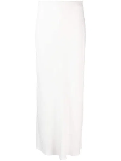 Shop Brunello Cucinelli Silk Blend Long Skirt In White