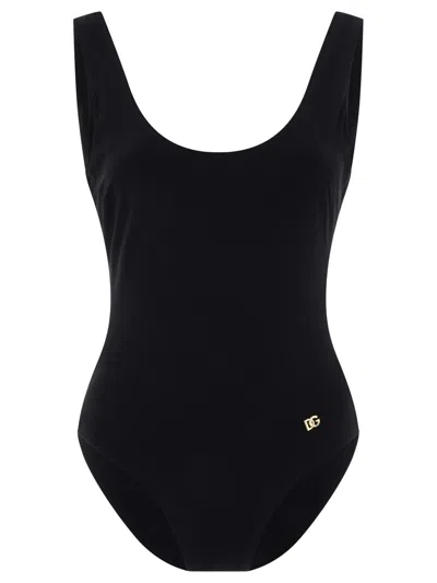 Shop Dolce & Gabbana Swimsuit With Logo In Black