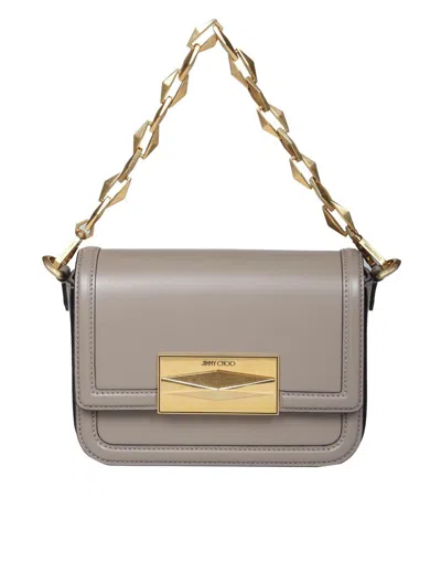 Shop Jimmy Choo Shoulder Bag In Smooth Leather In Taupe