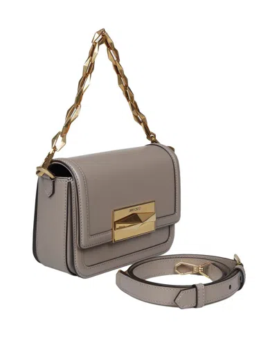 Shop Jimmy Choo Shoulder Bag In Smooth Leather In Taupe