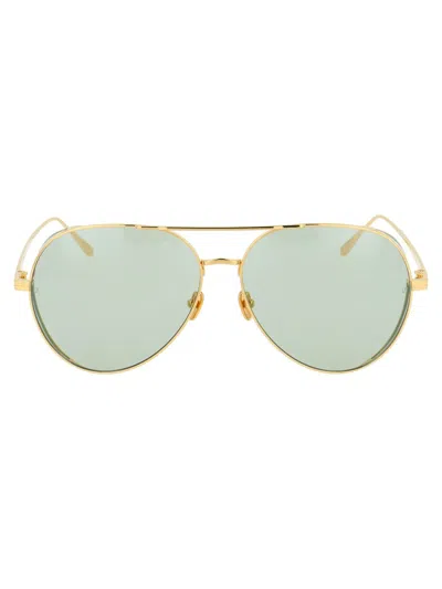 Shop Linda Farrow Sunglasses In Yellowgold/green/green