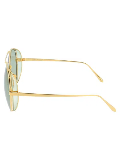 Shop Linda Farrow Sunglasses In Yellowgold/green/green
