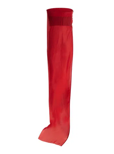 Shop Rick Owens Red Strapless Asymmetric Long Top In Silk Woman