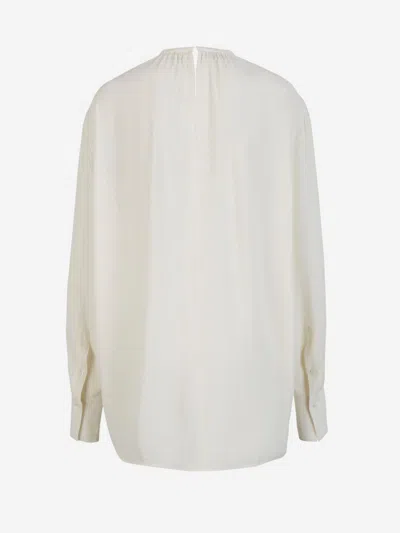 Shop Totême Gathered Crepe Blouse In Ivory
