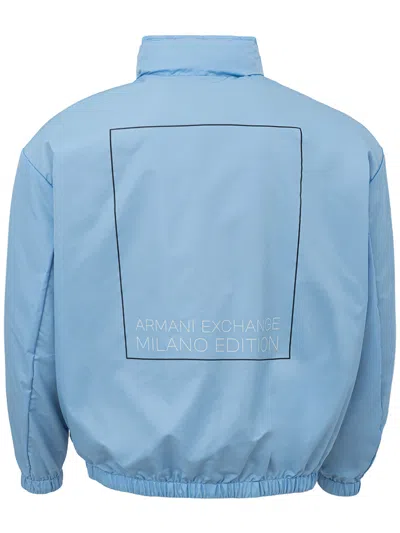 Shop Armani Exchange Elegant White Wool Hooded Men's Cardigan In Blue