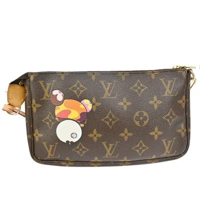Pre-owned Louis Vuitton Pochette Accessoires Brown Gold Plated Clutch Bag ()