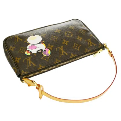 Pre-owned Louis Vuitton Pochette Accessoires Brown Gold Plated Clutch Bag ()