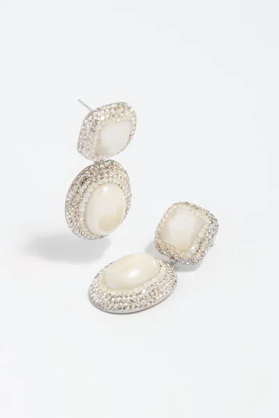 Shop Needle & Thread Sentimental Pearl Drop Earrings In Silver