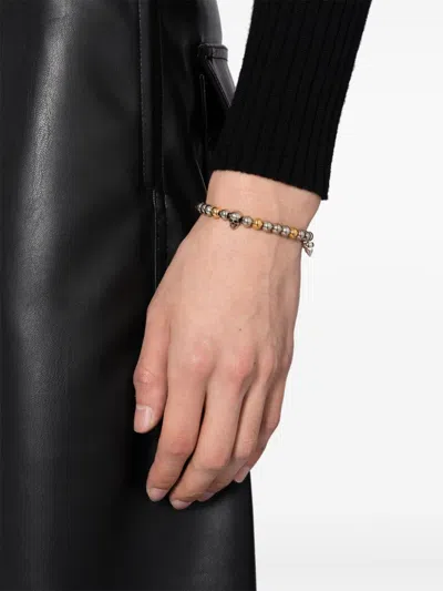 Shop Alexander Mcqueen Charm-detail Metallic Beaded Bracelet