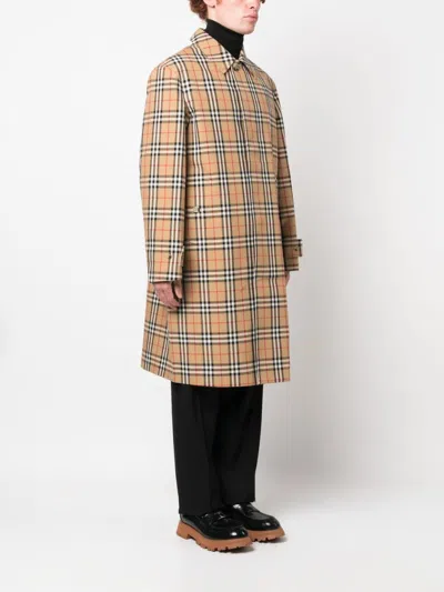 Shop Burberry Check-pattern Cotton Trench Coat