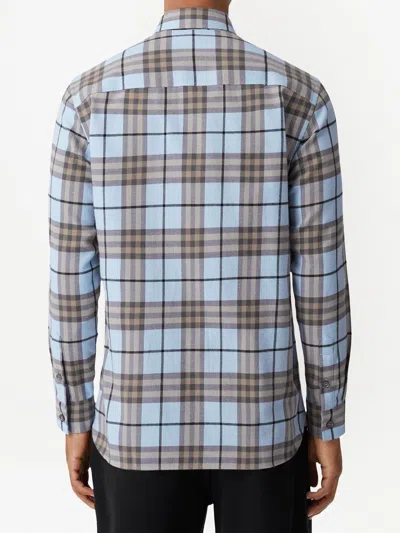Shop Burberry Check-pattern Flannel Shirt