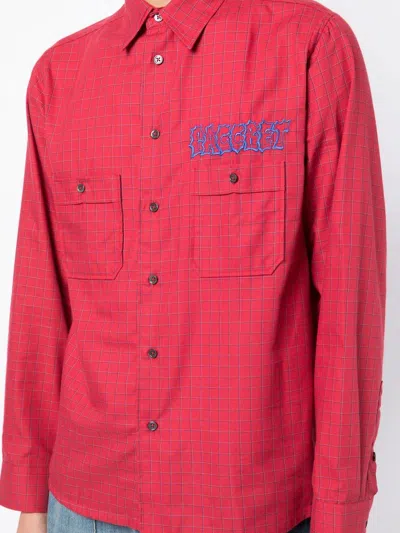 Shop Paccbet Check-pattern Logo-print Shirt
