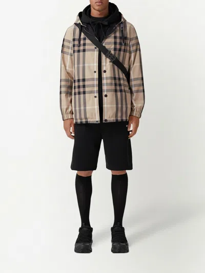 Shop Burberry Check-pattern Reversible Hooded Jacket