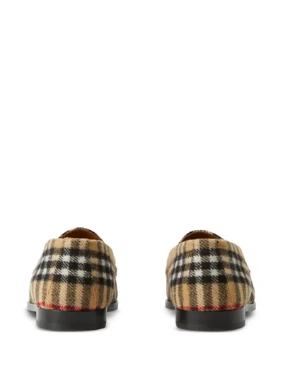 Shop Burberry Check-pattern Round-toe Loafers