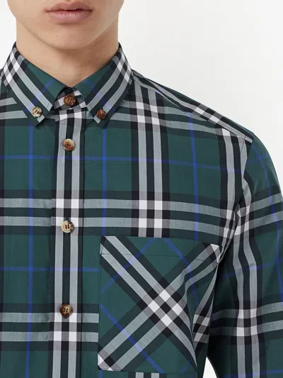 Shop Burberry Check-print Button-down Shirt