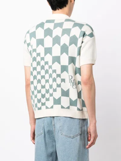 Shop Rhude Check-print Knitted Polo Shirt