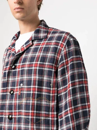 Shop Junya Watanabe Check-print Linen Shirt Jacket