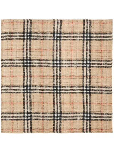 Shop Burberry Checked Cashmere-silk Blend Tweed Blanket