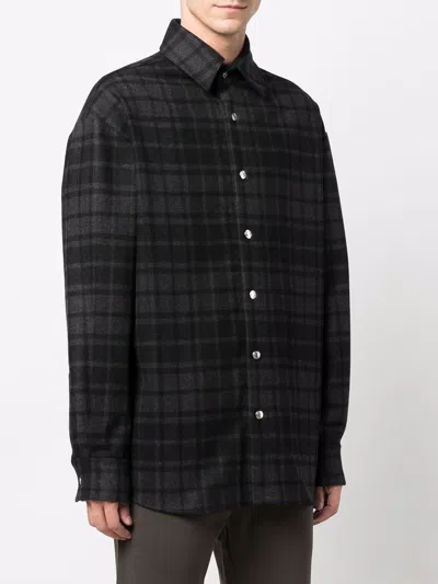Iceberg Checked Logo-print Wool-blend Shirt