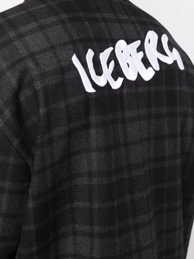 Iceberg Checked Logo-print Wool-blend Shirt