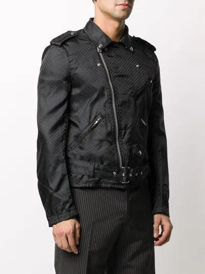 Shop Black Comme Des Garçons Checkerboard Biker Jacket
