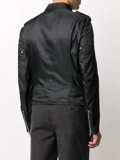 Shop Black Comme Des Garçons Checkerboard Biker Jacket