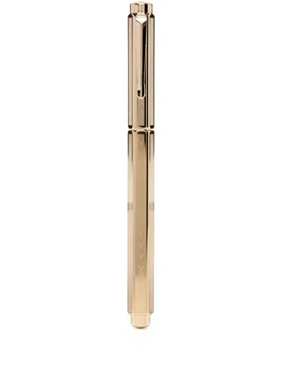 Caran D'ache Chevron-engraved Pen In Gold