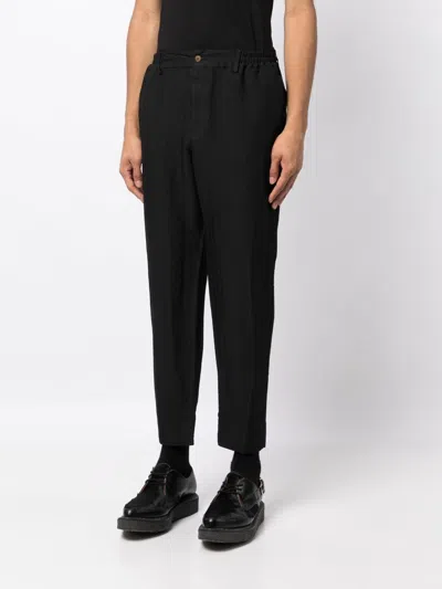 Shop Black Comme Des Garçons Chevron-pattern Tapered Trousers