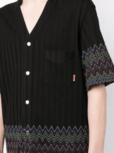 Shop Missoni Chevron-print Striped Cotton Shirt