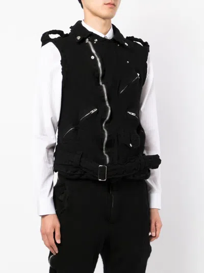 Shop Black Comme Des Garçons Chunky-knit Biker Vest