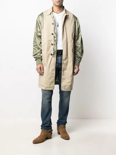 Dsquared2 Contrast-sleeve Single-breasted Coat In Neutrals